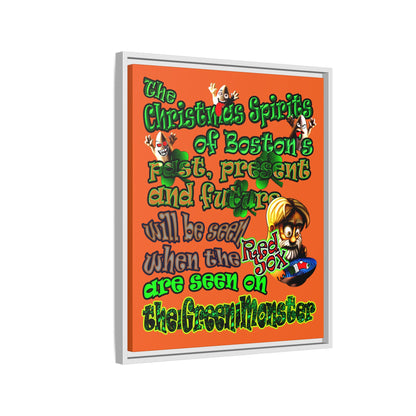 christmas spirits of boston - framed canvas art (orange)