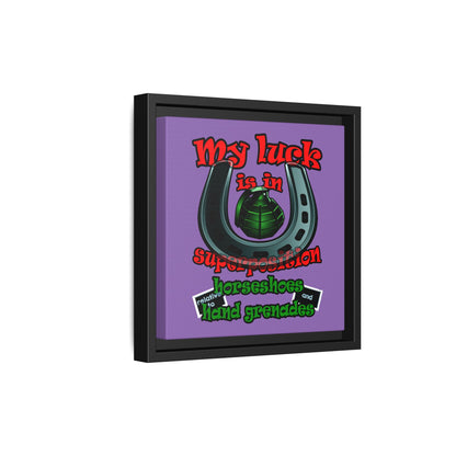 my luck - framed canvas art (light purple)