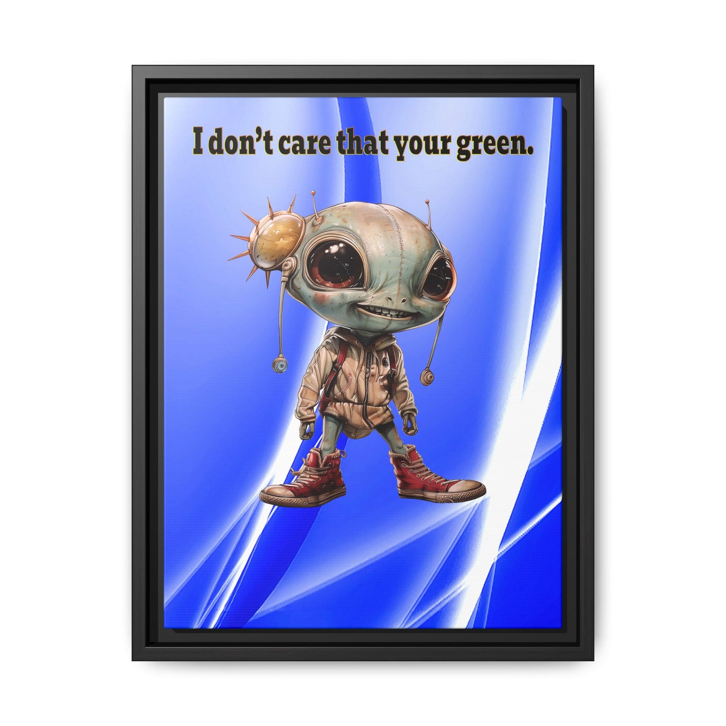 I don't care that your green - framed canvas art (blue-white wave)