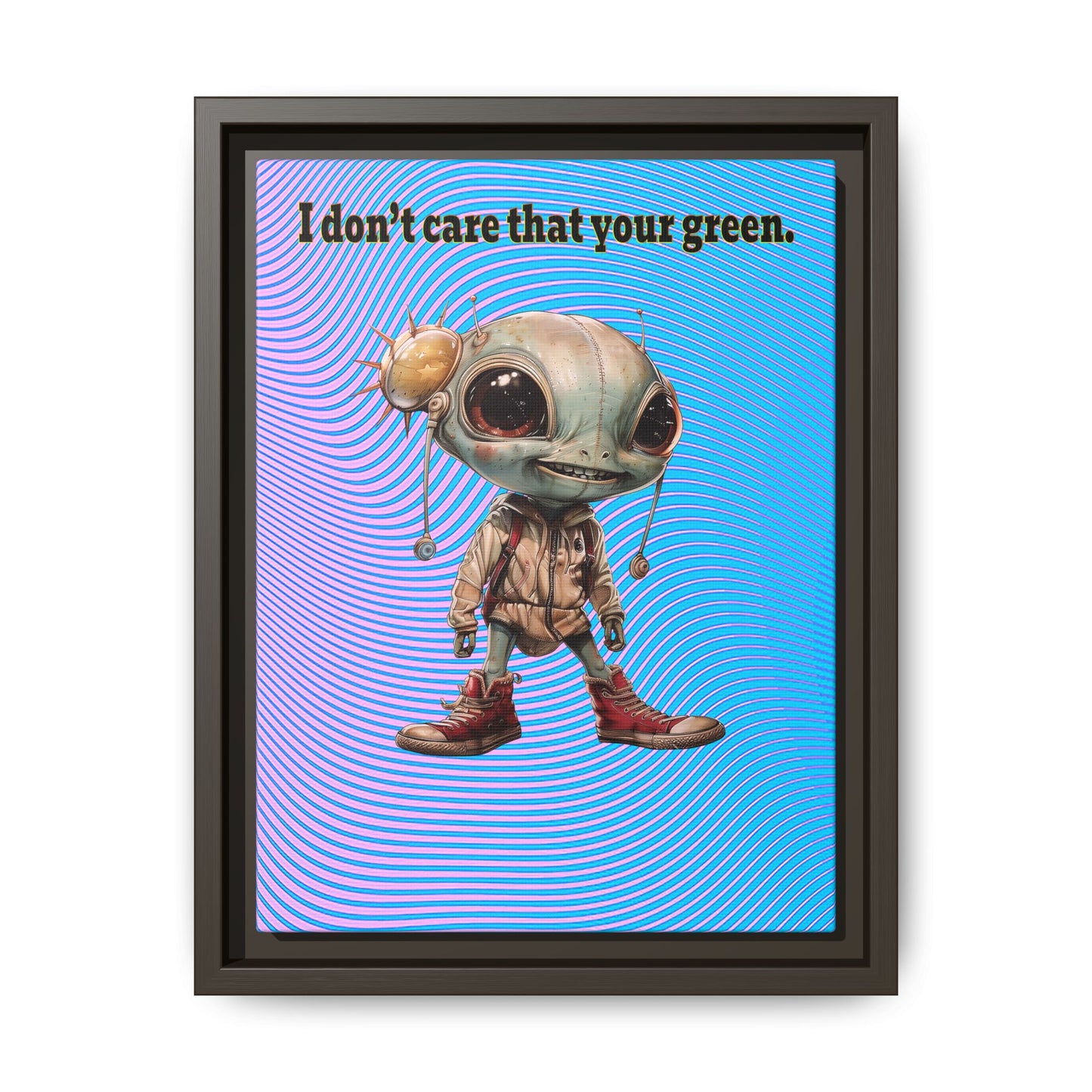 I don't care that your green - framed canvas art (light blue-purple wave)