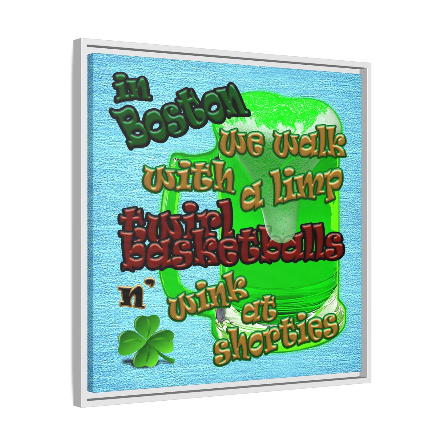 celtics logo - framed canvas art (faded blue)