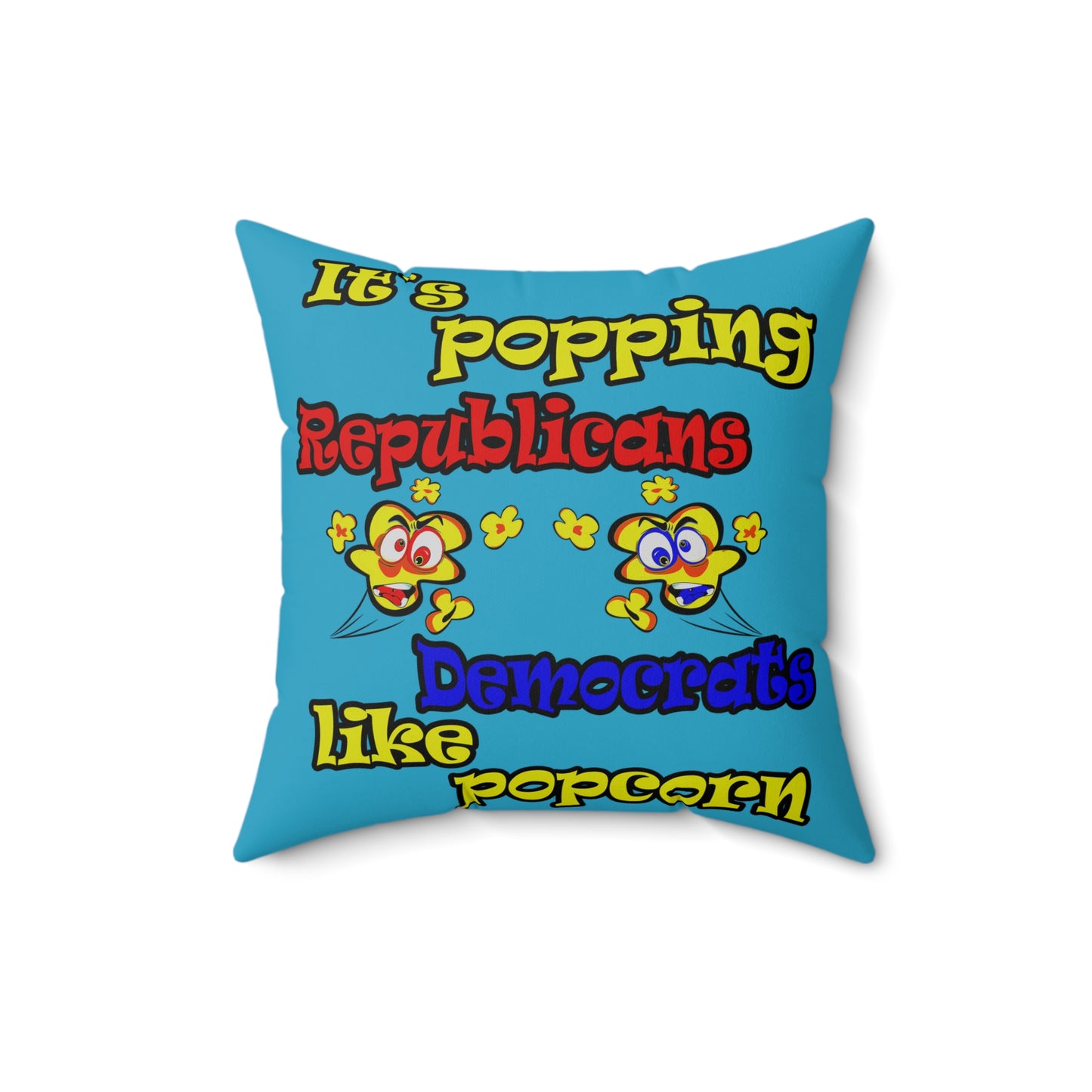 popping like popcorn - Spun Polyester Square Pillow - (turquoise)