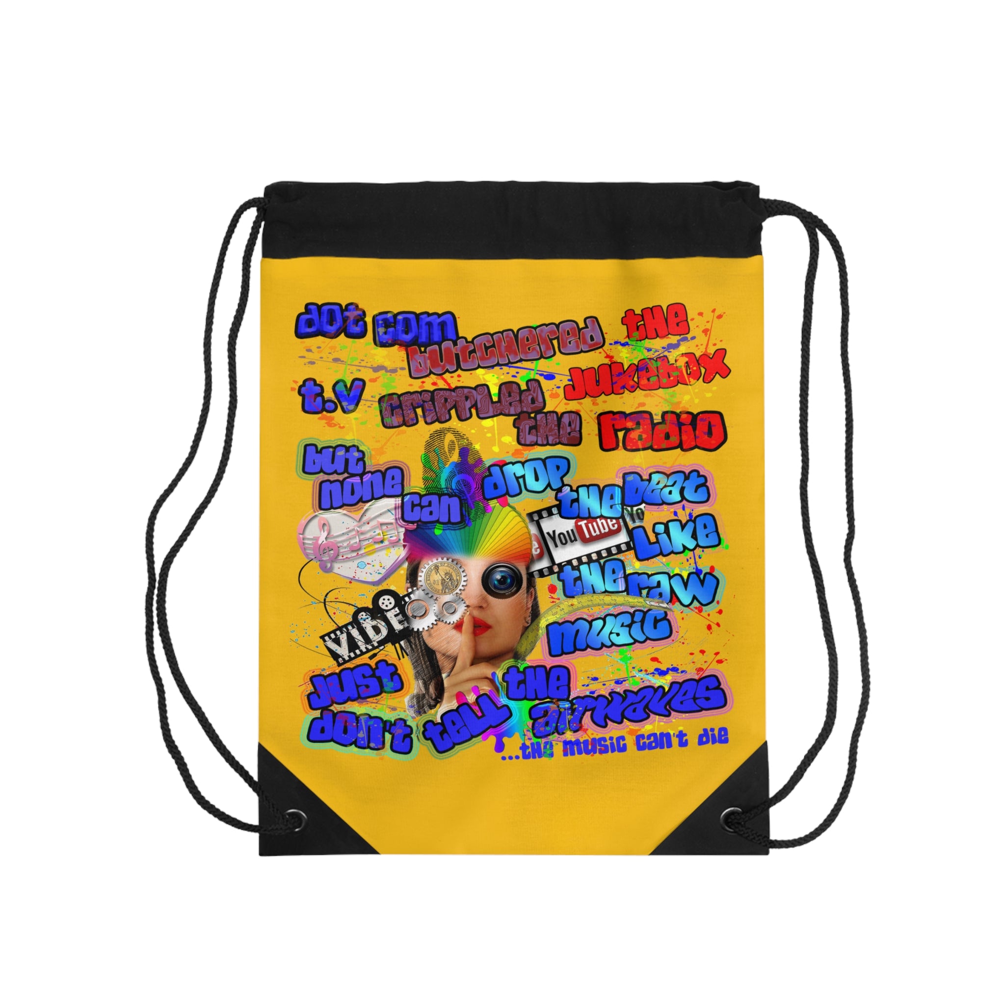 drop the beat - Drawstring Bag (yellow)