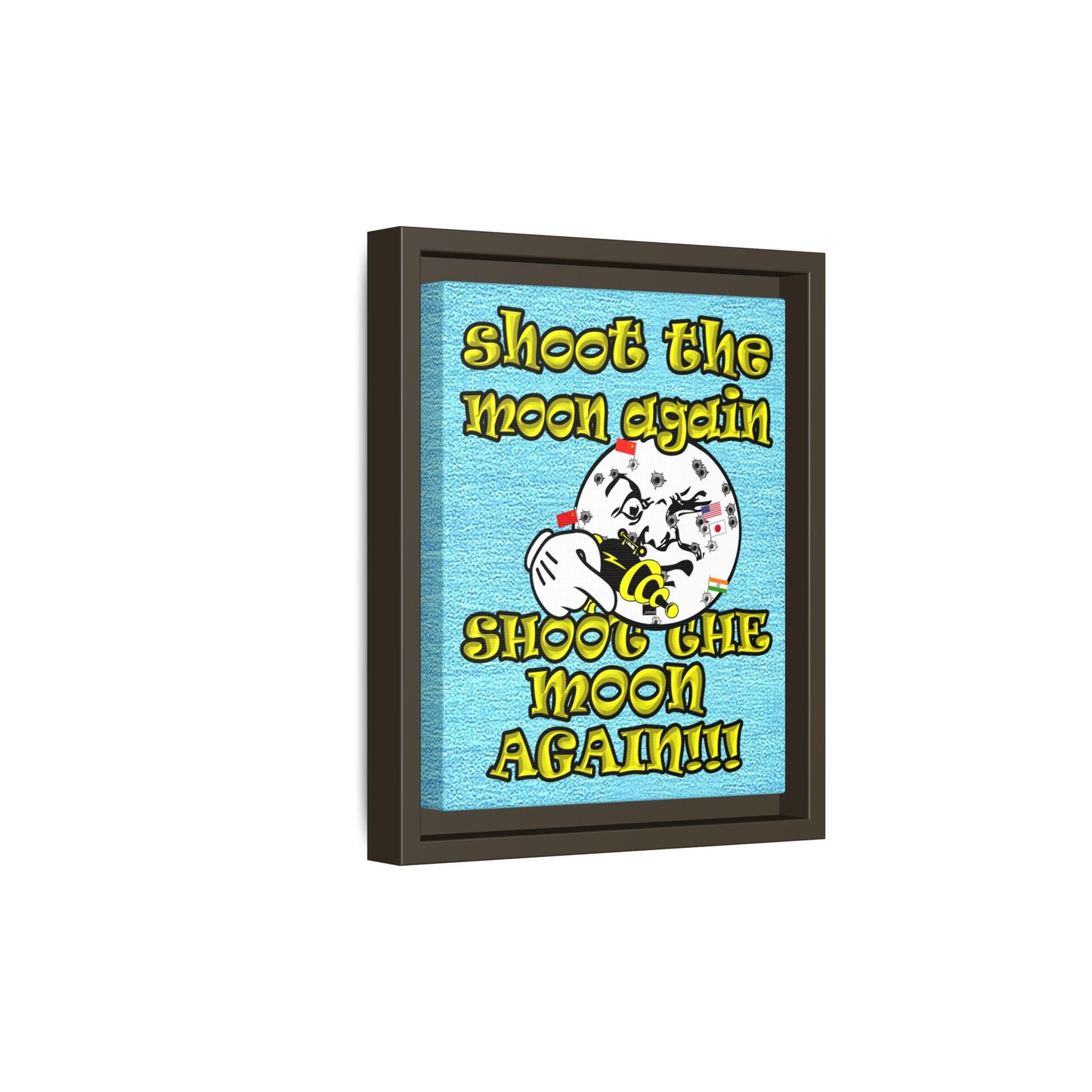 shoot the moon again - framed canvas art (faded blue)