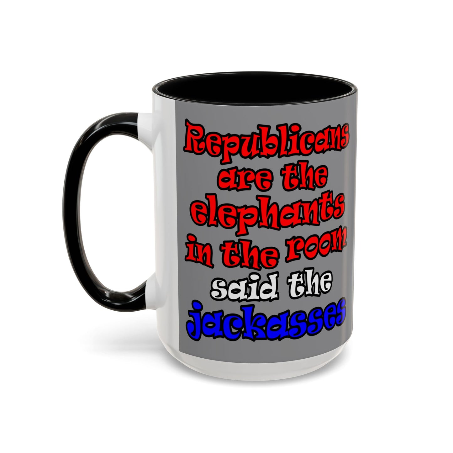 donkeys and elephants - Accent Mug (grey)
