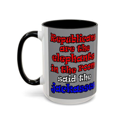 donkeys and elephants - Accent Mug (grey)