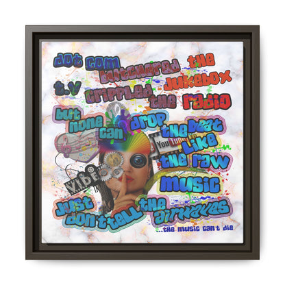 drop the beat - framed canvas art (white marble)