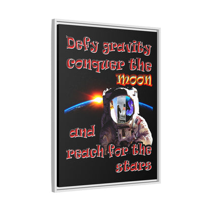defy conquer reach - framed canvas art (black)