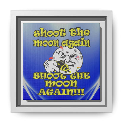 shoot the moon again - framed canvas art (blue-white wave)