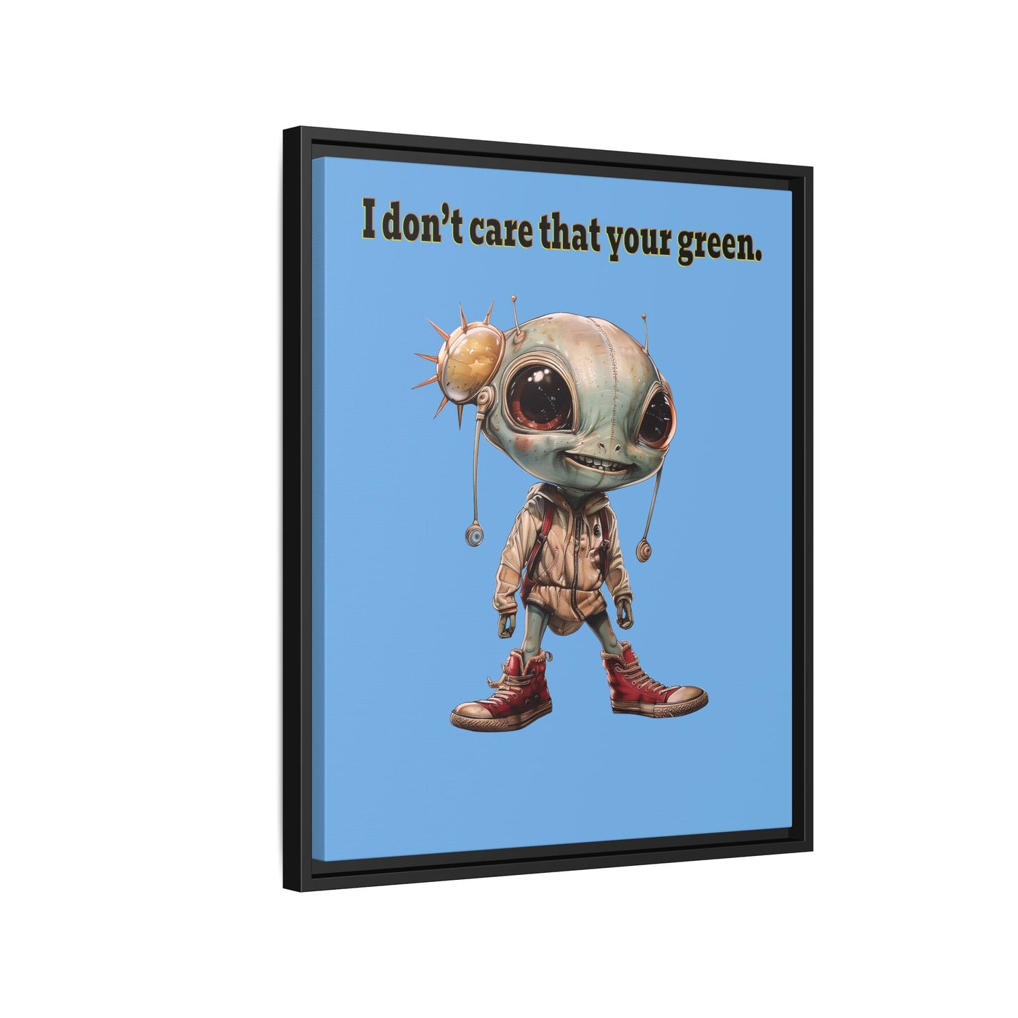 I don't care that your green - framed canvas art (light blue)