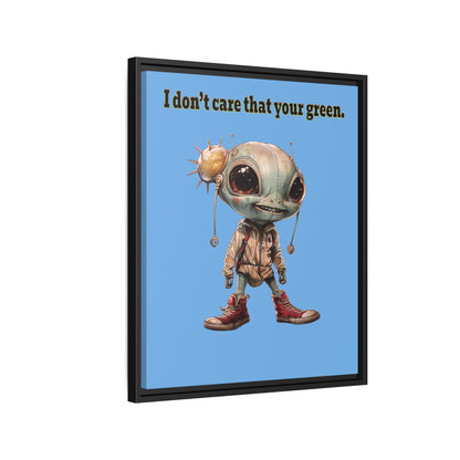 I don't care that your green - framed canvas art (light blue)