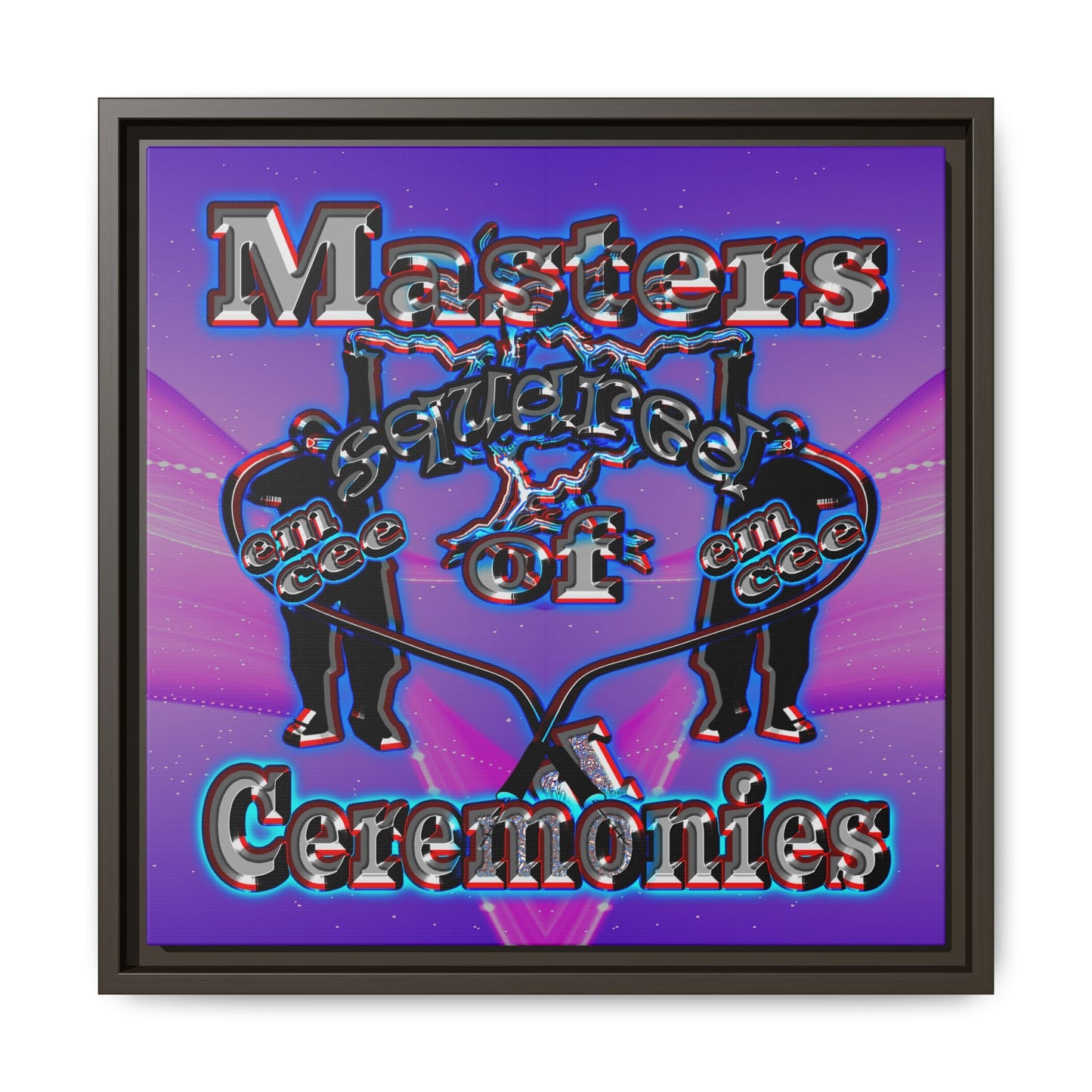 em cee squared - framed canvas art (purple-pink wave)