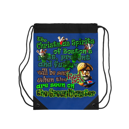 christmas spirits of boston - Drawstring Bag (dark blue)