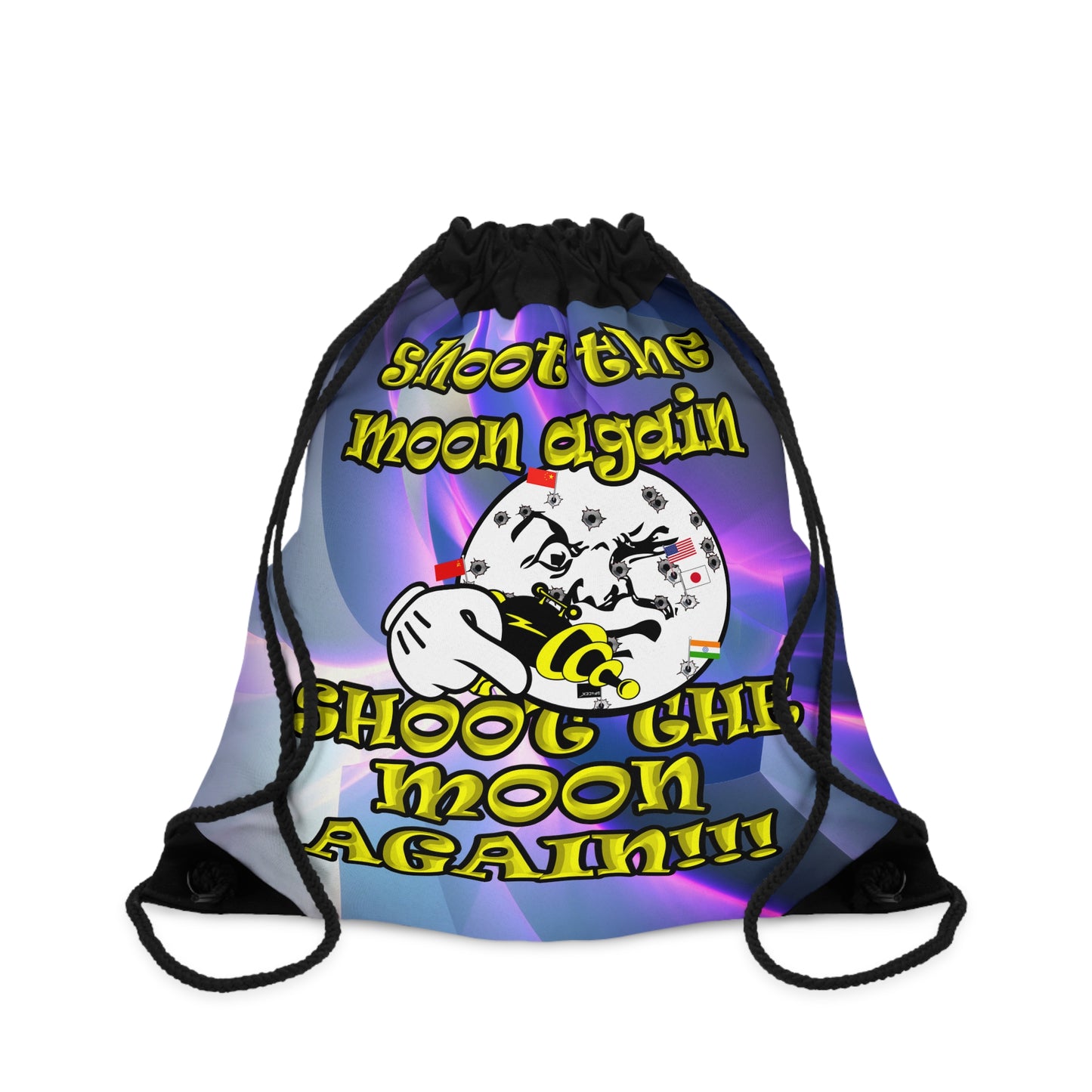 shoot the moon again - Drawstring Bag (grey-pink wave)
