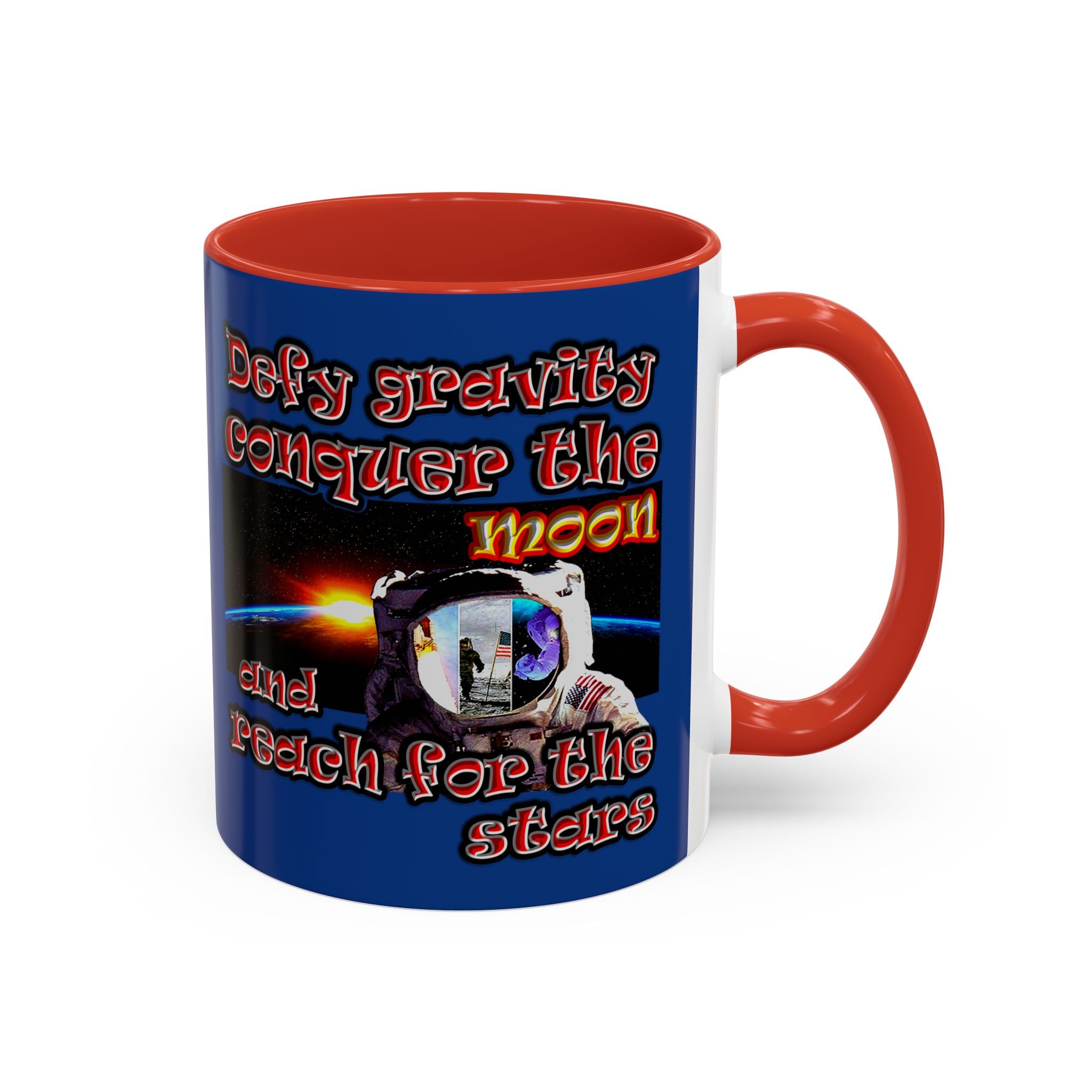 defy conquer reach - Accent Mug (dark blue)