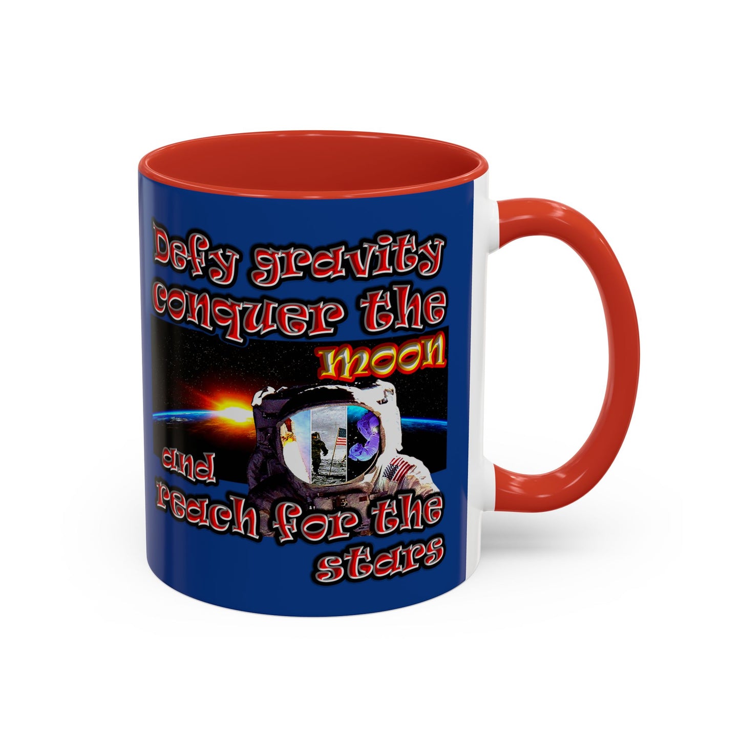 defy conquer reach - Accent Mug (dark blue)