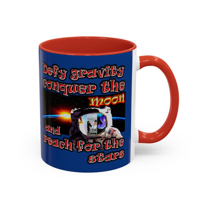 defy conquer reach - Accent Mug (dark blue)