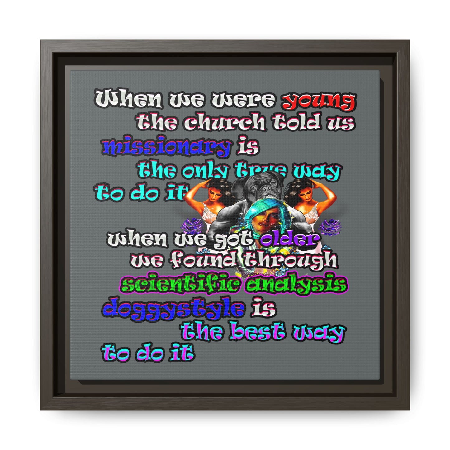 doggystyle - framed canvas art (dark grey)
