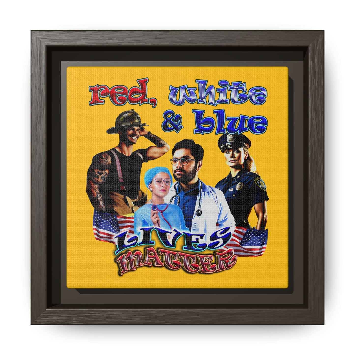 rw&b lives matter - framed canvas art (yellow)