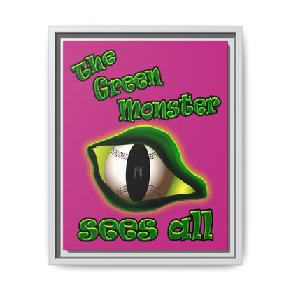 green monster - framed canvas art (pink)