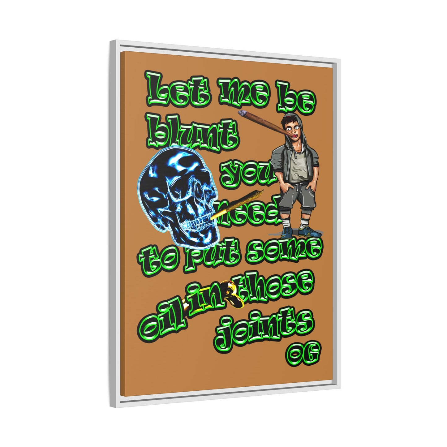 og - framed canvas art (light brown)