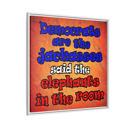 donkeys and elephants - framed canvas art (burnt orange)