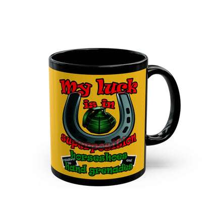 my luck - Black Mug (yellow)