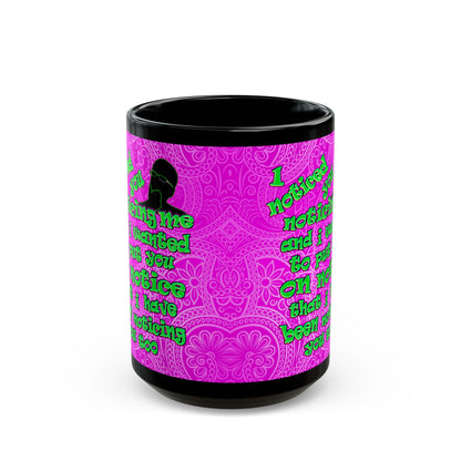 noticed you noticing - Black Mug (pink swirl)