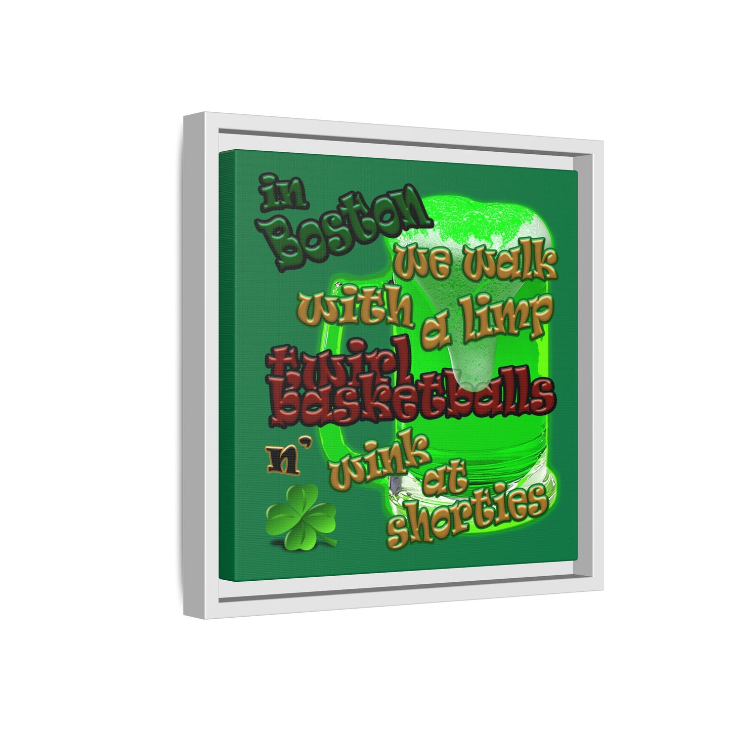 celtics logo - framed canvas art (dark green)