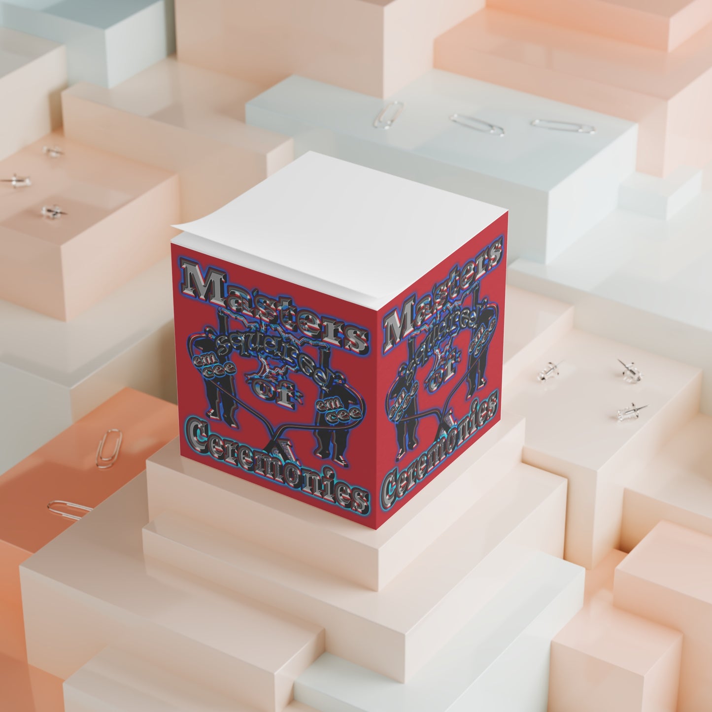 em cee squared - note cube (dark red)