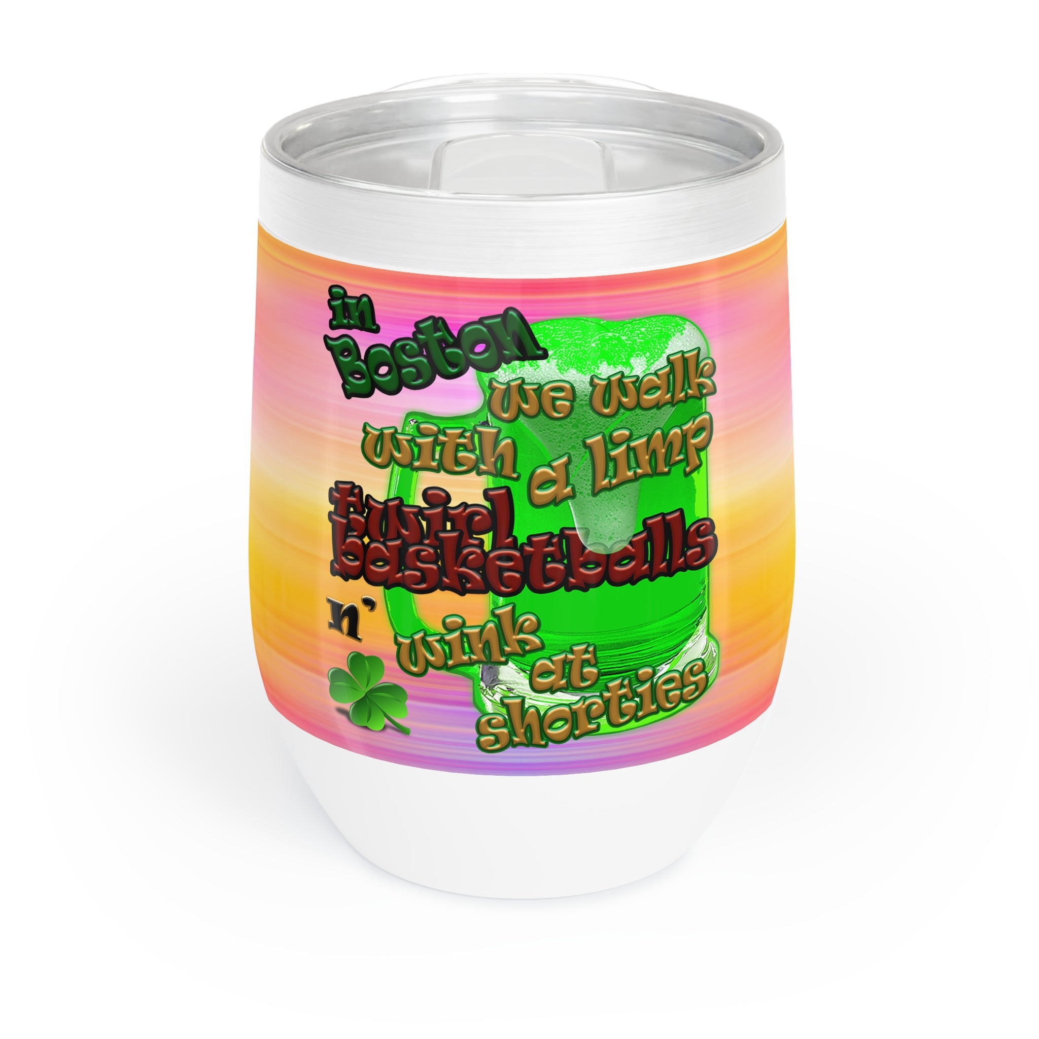 celtics logo - Chill Wine Tumbler (color blur)