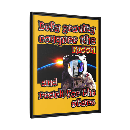 defy conquer reach - framed canvas art (yellow)