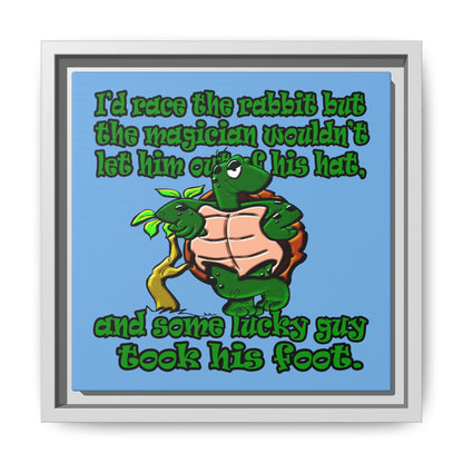 turtle race - framed canvas art (light blue)