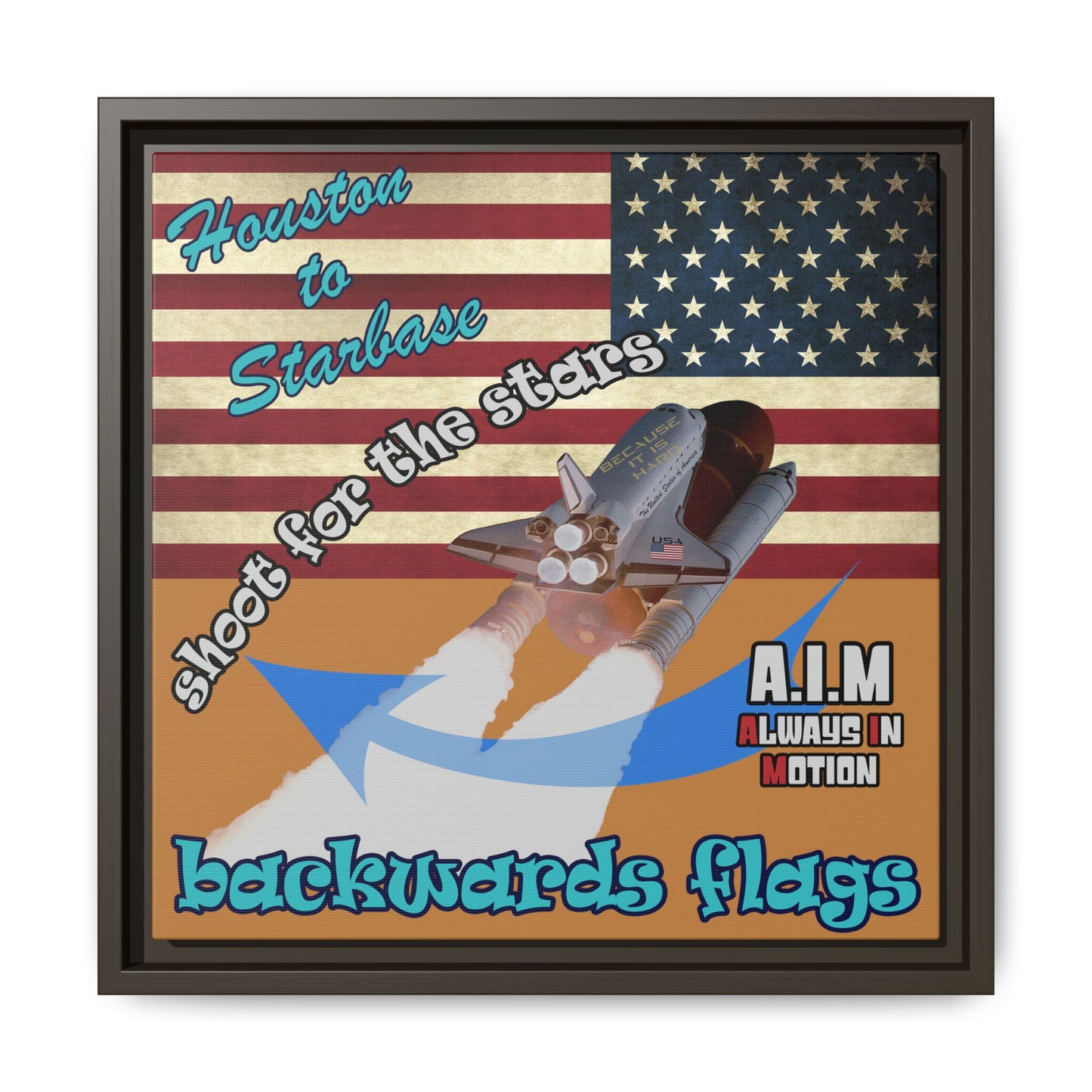 shoot for the stars - framed canvas art (light brown)