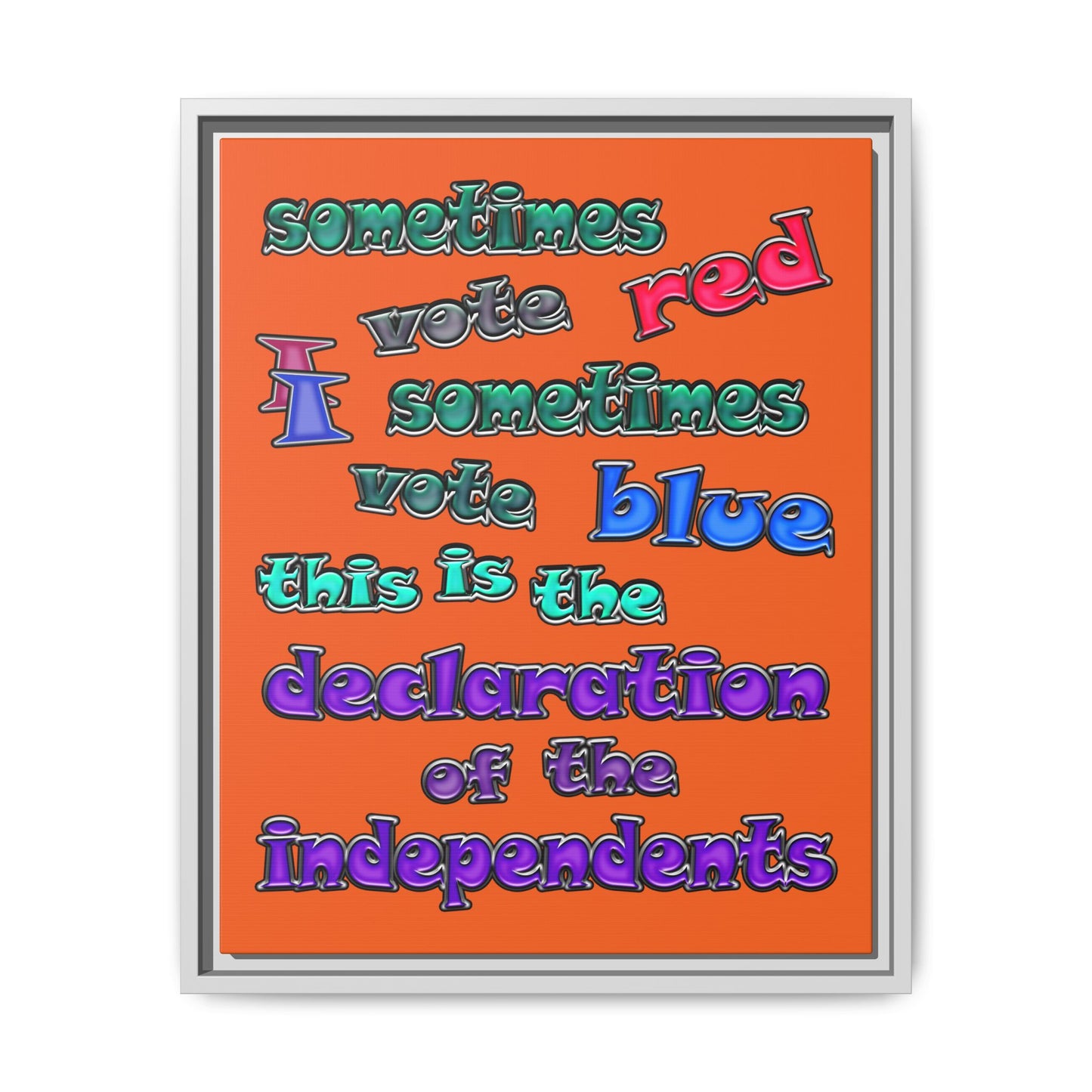 declaration of the independents - framed canvas art (orange)