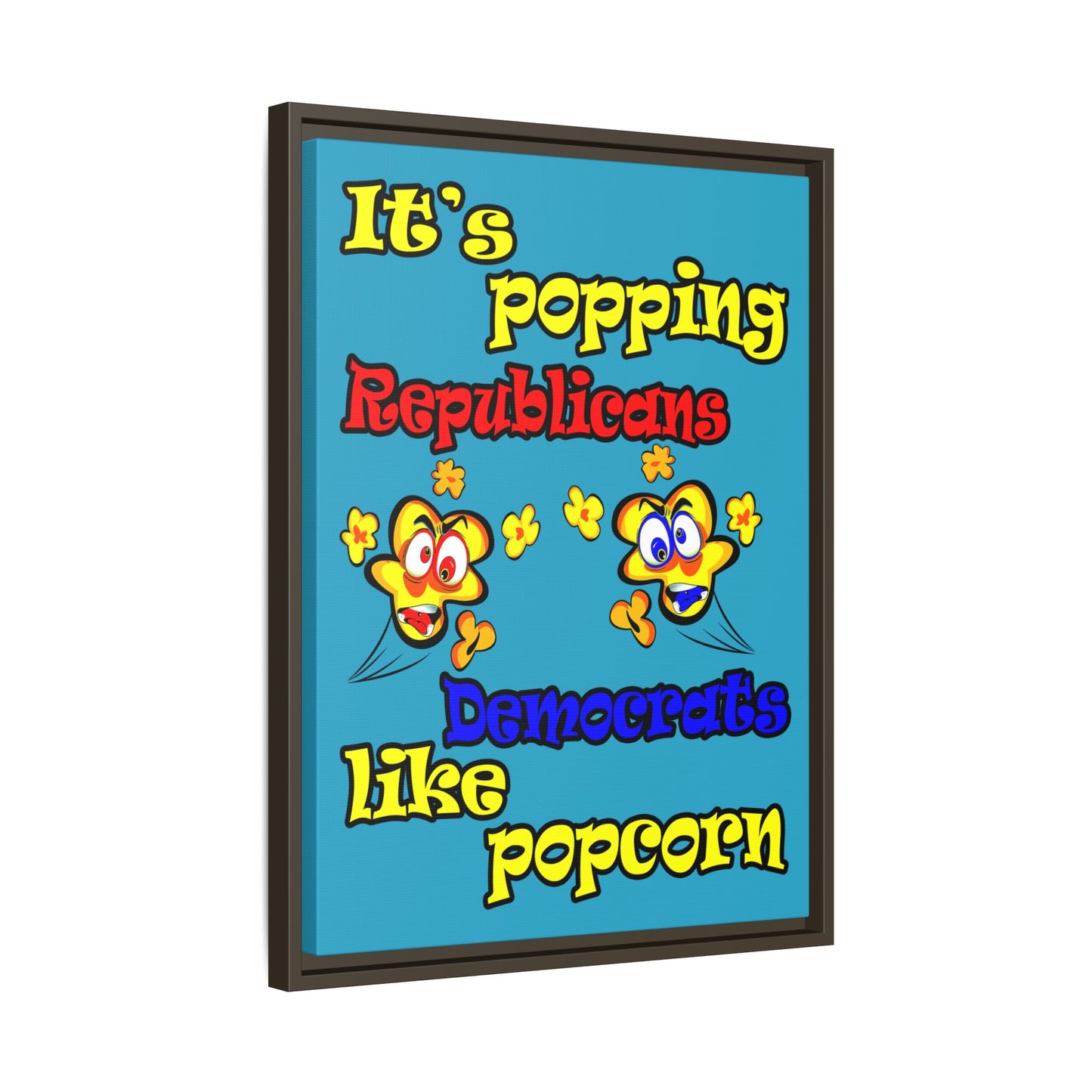 popping like popcorn - framed canvas art (turquoise)