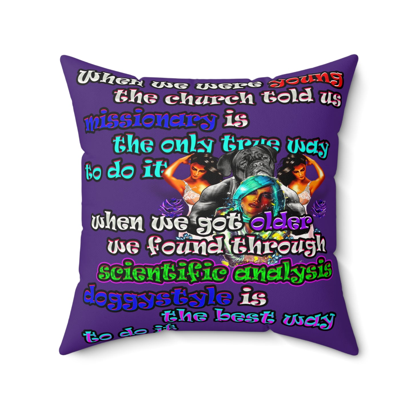 doggystyle - Faux Suede Square Pillow - (purple)
