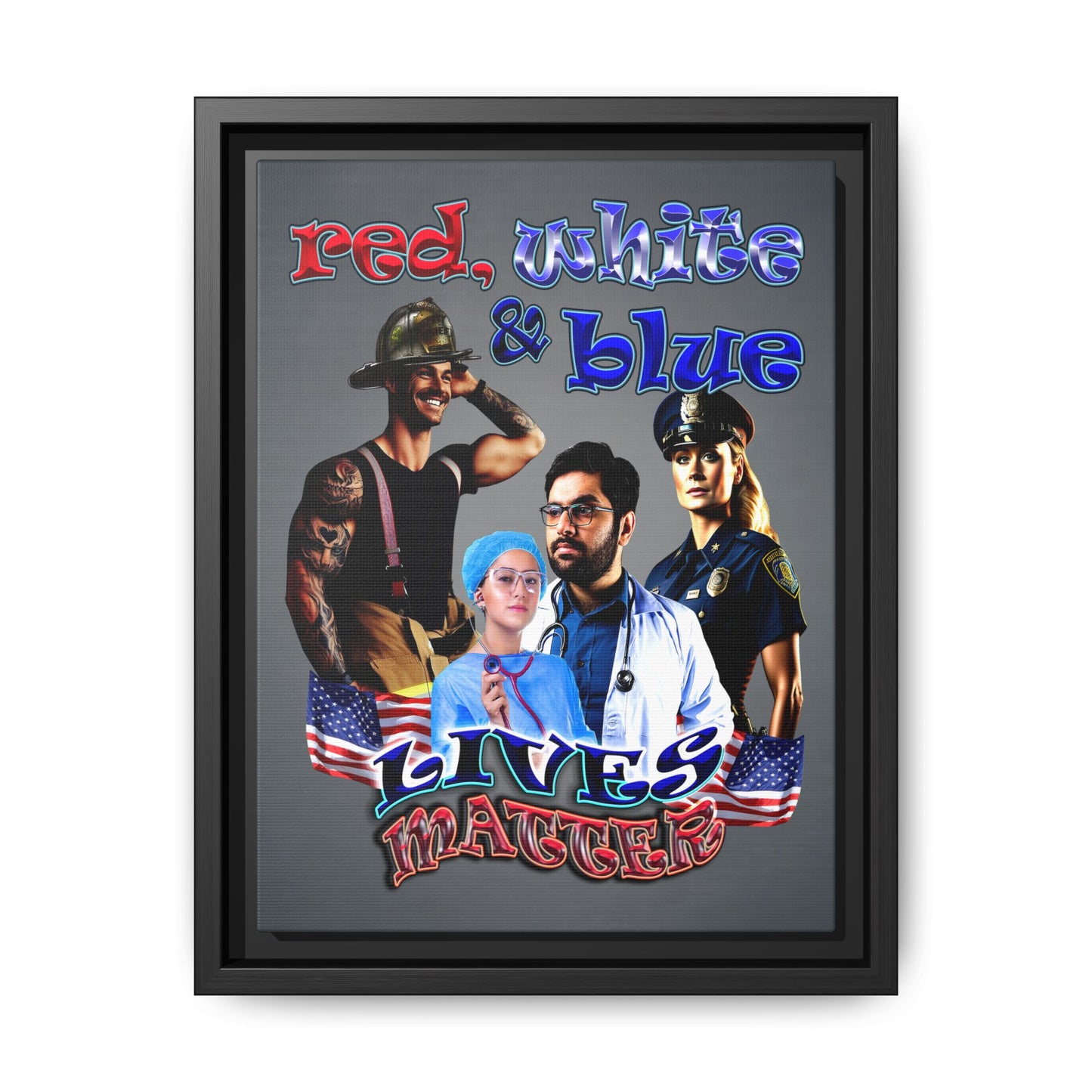 rw&b lives matter - framed canvas art (grey-light grey)