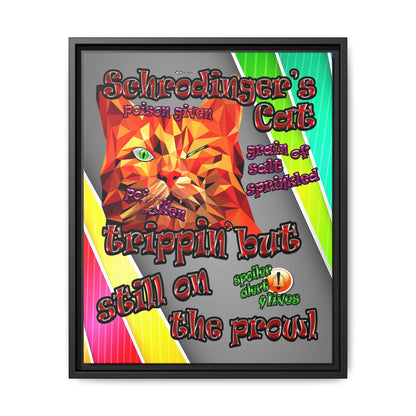 schrodinger's cat - framed canvas art (rainbow split)