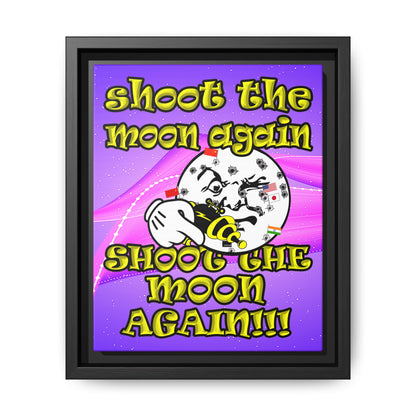 shoot the moon again - framed canvas art (purple-pink wave)