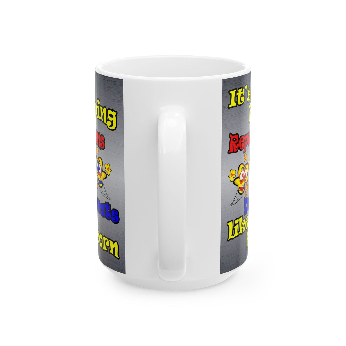 popping like popcorn - White Mug (brushed nickel)