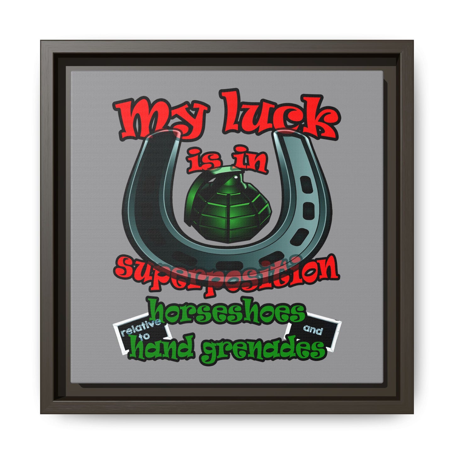 my luck - framed canvas art (grey)