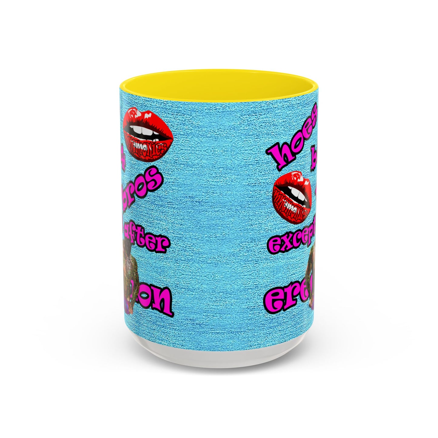 hoes b4 bros - Accent Mug (faded blue)