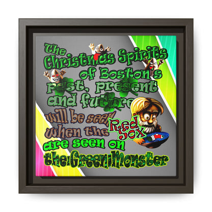 christmas spirits of boston - framed canvas art (rainbow split)