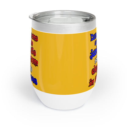 donkeys and elephants - Chill Wine Tumbler (yellow)