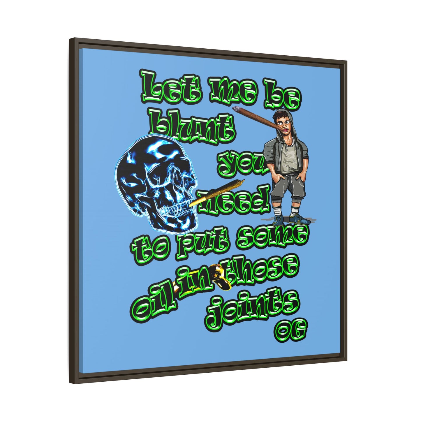 og - framed canvas art (light blue)