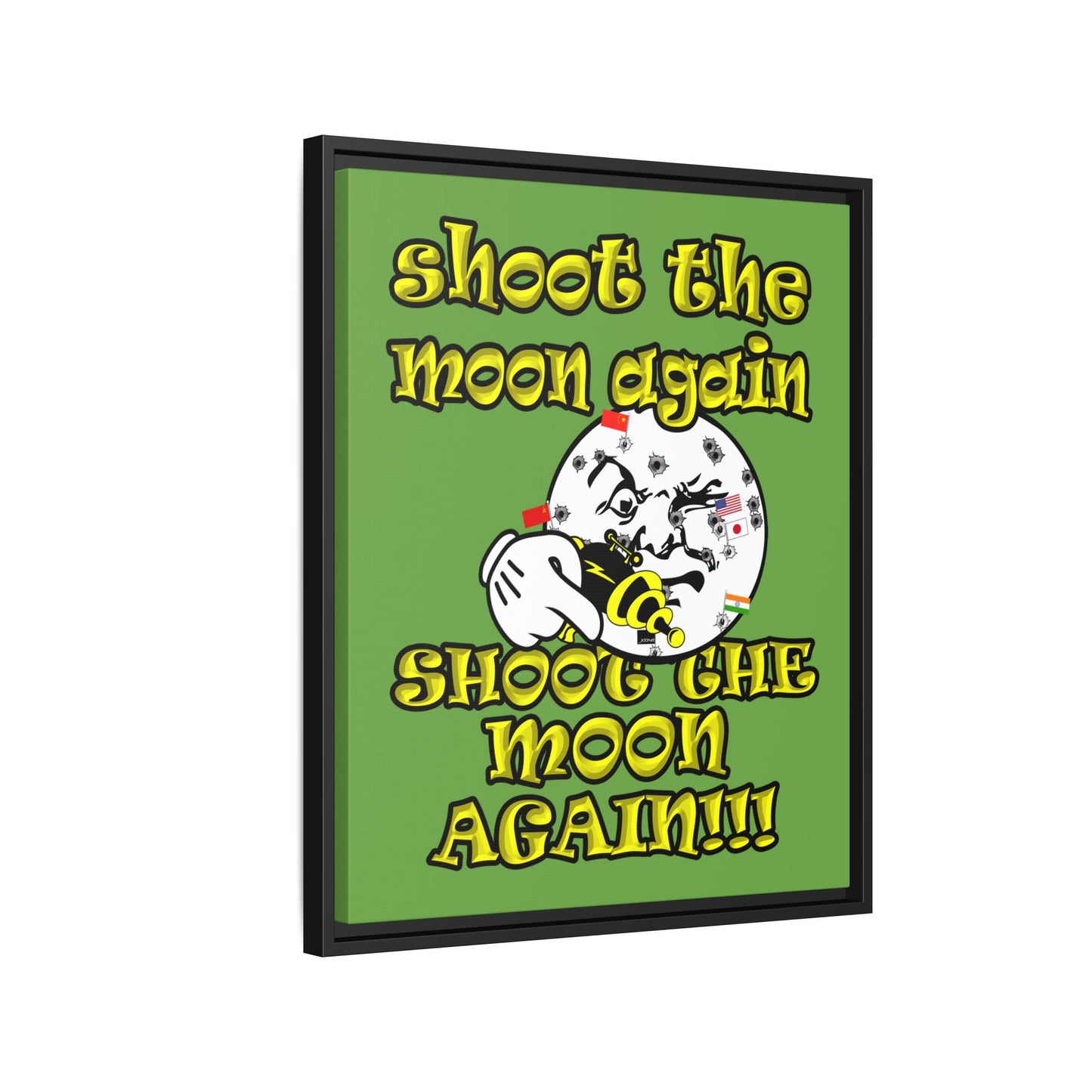 shoot the moon again - framed canvas art (green)