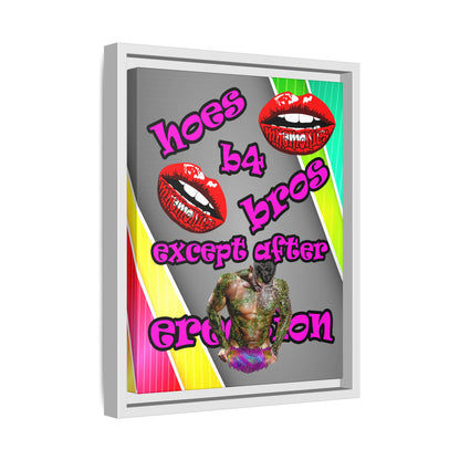 hoes b4 bros - framed canvas art (rainbow split)