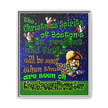 christmas spirits of boston - framed canvas art ('snoops' background)
