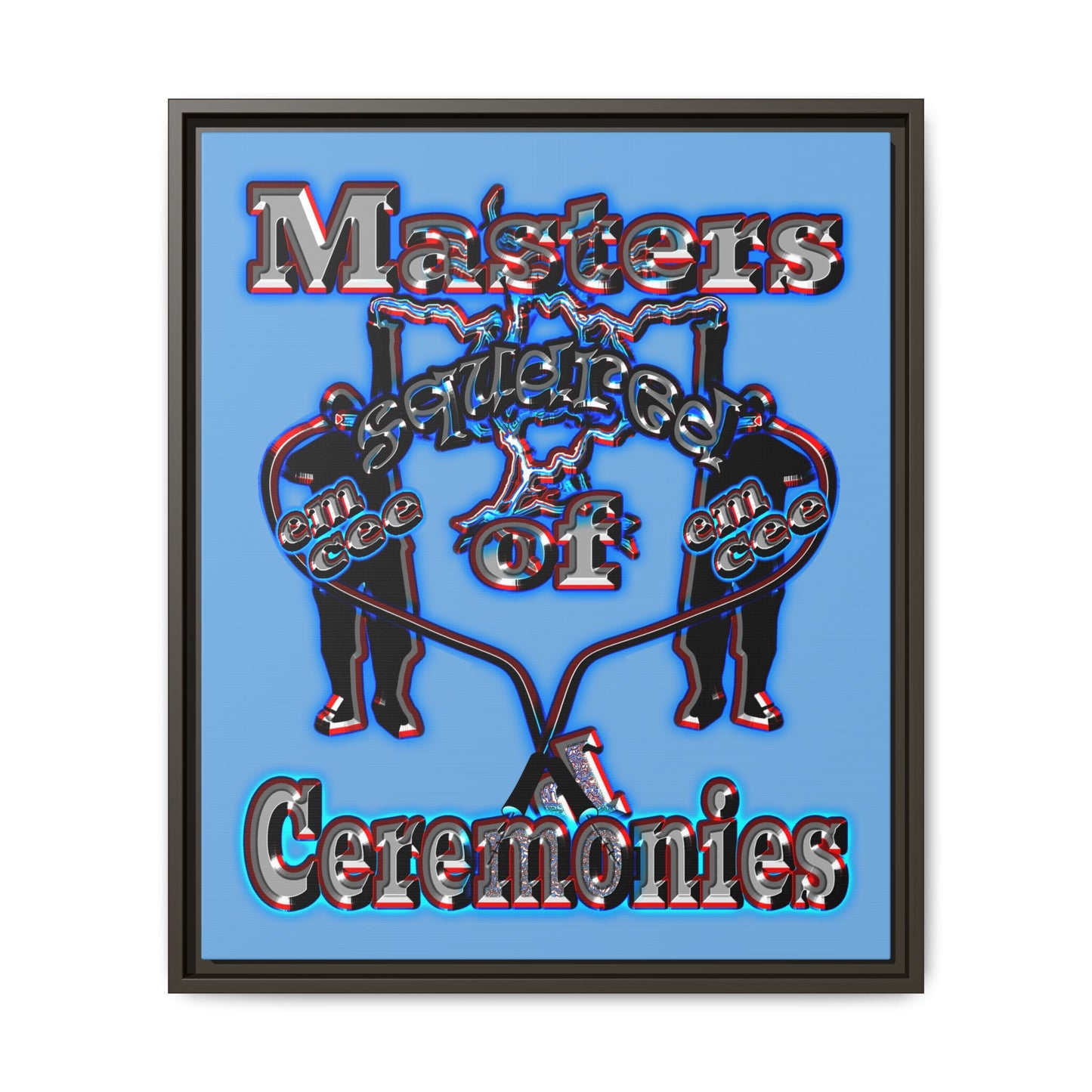 em cee squared - framed canvas art (light blue)